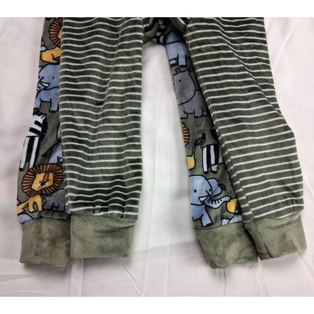 Mick Mack Ltd Baby Boy 12 Mos Velour Safari Sleeper Outfit Lot Open Feet Green